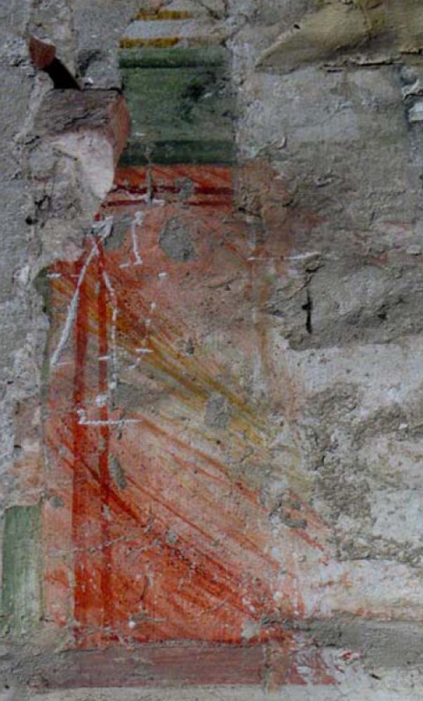 Decorazione a finti marmi policromi <br /> fine XIV secolo  